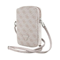 Sac pour téléphone - Guess - Zip 4G Triangle - Rose - Cuir Saffiano - Sangle réglable