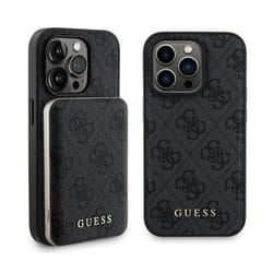 Guess Bundle Pack MagSafe 4G Metal Gold Logo - Ensemble coque + Power Bank 5000mAh MagSafe iPhone 14 Pro Max (noir)