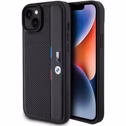 Étui basique - CG MOBILE - BMW BMHCP15M23PUPVK - Coque rigide - Tricolore perforée - iPhone 15/14 Plus
