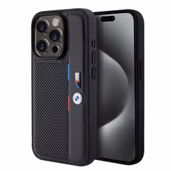Coque Téléphone - BMW - iPhone 15 Pro Max - Éco-cuir - TPU - Tricolor Line