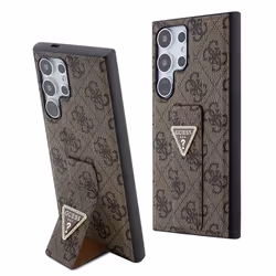 Coque pour téléphone - Guess - Grip Stand 4G - Marron - Cuir écologique - Sangle confortable