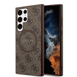 Coque de téléphone - Guess - 4G Collection - Cuir et métal - Compatible MagSafe - Marron
