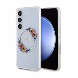 Guess IML Flowers Wreath MagSafe - Coque Samsung Galaxy S24 (Clair)