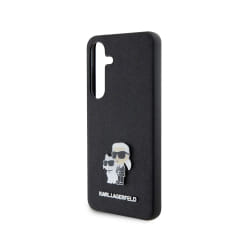 Karl Lagerfeld Coque de protection rigide pour Galaxy S24 Saffiano Metal Karl et Choupette Noir