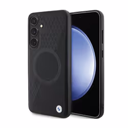 BMW Cuir demi-texturé et cercle MagSafe - Étui pour Samsung Galaxy S24 (Noir)