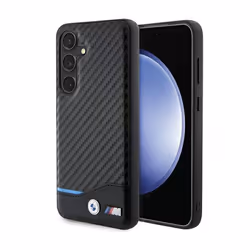 BMW Leather Carbon Blue Line - Coque pour Samsung Galaxy S24 (noir)