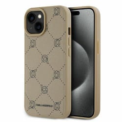 Coque de téléphone - KARL LAGERFELD - iPhone 15 - Cuir - MagSafe - Beige Karl Head