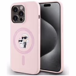 Coque pour iPhone 14 Pro Max - Karl Lagerfeld Silicone MagSafe (KLHMP14XSCMKKCRHP) - Rose Karl&Choupette