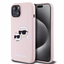 Coque pour iPhone 15 / iPhone 14 / iPhone 13 - Karl Lagerfeld Silicone MagSafe (KLHMP15SSKKCHCHPPLP) - Rose Karl&Choupette