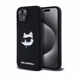 Coque de telephone - Karl Lagerfeld - Choupette Head MagSafe - Silicone souple - Noir - iPhone 15/14 Plus