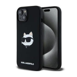 Coque de telephone - Karl Lagerfeld - Choupette Head MagSafe - Silicone souple - Noir - iPhone 15/14 Plus