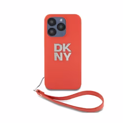 Coque - DKNY - iPhone 15 Pro - Rouge - Sangle de Poignet - Logo Métallisé