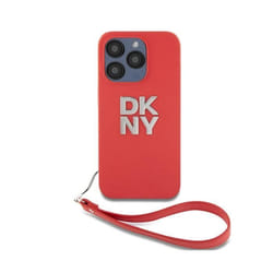 Coque - DKNY - iPhone 15 Pro - Rouge - Sangle de Poignet - Logo Métallisé