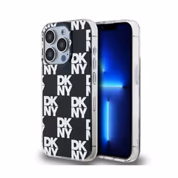 Coque pour smartphone - DKNY - iPhone 15 Pro Max - Noir - Checkered Mono Pattern - Protection chocs