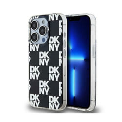 Coque pour smartphone - DKNY - iPhone 15 Pro Max - Noir - Checkered Mono Pattern - Protection chocs