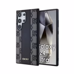 Étui - DKNY - Cuir à damier Mono Pattern - MagSafe - Samsung Galaxy S24 Ultra - Noir