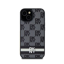 Coque pour smartphone - DKNY - Samsung Galaxy S24 Ultra - Cuir grainé - Noir - Rayures imprimées