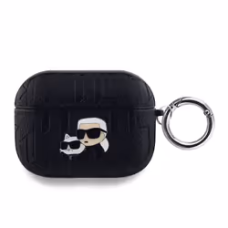 Coque AirPods Pro - Karl Lagerfeld - Motif Karl et Choupette - Noir - Protection optimale - Mousqueton inclus