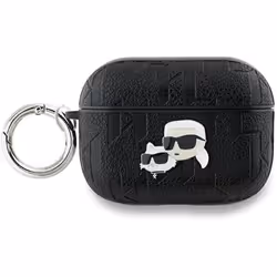 Coque AirPods Pro 2 - Karl Lagerfeld - Monogram Karl & Choupette - Eco-cuir - Noir - Semi-rigide