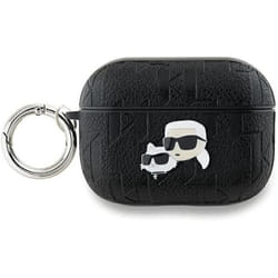 Coque AirPods Pro 2 - Karl Lagerfeld - Monogram Karl & Choupette - Eco-cuir - Noir - Semi-rigide