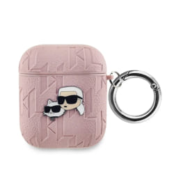 Karl Lagerfeld Coque AirPods 1/2 Karl et Choupette Gaufré Rose