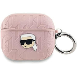 Coque AirPods 3 - Karl Lagerfeld - Monogram Karl Head - Eco-cuir - Rose - Souple