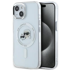 Coque pour iPhone 14 - Karl Lagerfeld - IML MagSafe - Blanc - Karl&Choupette Head - Élégante
