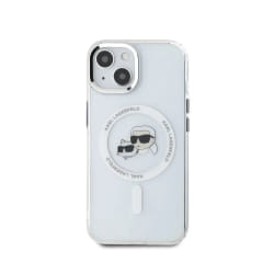 Karl Lagerfeld Coque pour iPhone 15 Imprimé IML K et CH Compatible MagSafe Transparent
