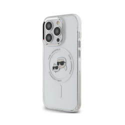 Karl Lagerfeld Coque pour iPhone 15 Pro Imprimé IML K et CH Compatible MagSafe Transparent
