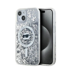 Karl Lagerfeld Liquid Glitter Choupette Head MagSafe - Coque iPhone 15 Plus / 14 Plus (Transparent)