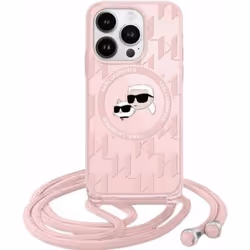 Coque Crossbody - Karl Lagerfeld - Karl & Choupette - MagSafe - Rose - iPhone 15 Pro Max