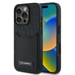 Coque Karl Lagerfeld Cardslots Monogram pour iPhone 16 Pro Max (noir)