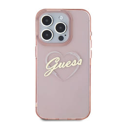 Coque pour iPhone 16 Pro Max - Guess Hardcase IML Heart (GUHCP16XHCHGSPP) - Rose