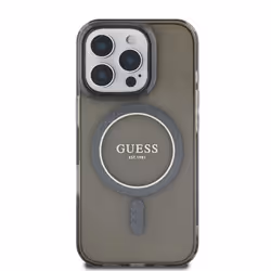 Coque pour iPhone 16 Pro Max MagSafe avec Cercle Pailleté Guess Noir