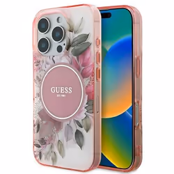 Coque Guess IML Flower & Tonal Circle MagSafe pour iPhone 16 Pro Max (rose)