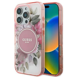 Coque Guess IML Flower & Tonal Circle MagSafe pour iPhone 16 Pro Max (rose)