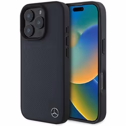 Étui iPhone 16 Pro Max - Mercedes - MEHMP16X23RBGVV - Cuir Naturel - Marine - Rigide