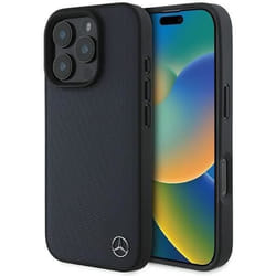 Étui iPhone 16 Pro Max - Mercedes - MEHMP16X23RBGVV - Cuir Naturel - Marine - Rigide