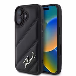 Coque téléphone - Karl Lagerfeld - iPhone 16 Plus - Cuir écologique - Matelassé - Protection fiable