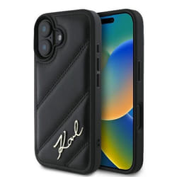 Coque téléphone - Karl Lagerfeld - iPhone 16 Plus - Cuir écologique - Matelassé - Protection fiable