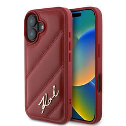 Coque téléphone - Karl Lagerfeld - iPhone 16 - Matelassée - Cuir écologique - Rouge