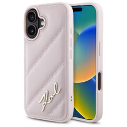 Coque téléphone - Karl Lagerfeld - iPhone 16 - Cuir écologique - Protection anti-rayures - Rose