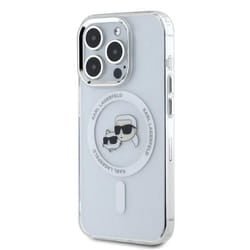 Coque pour iPhone 16 Pro Max - KARL LAGERFELD - Tête Karl&Choupette - Métal Blanc - IML - Élégante