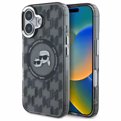Coque Téléphone - Karl Lagerfeld - iPhone 16 - MagSafe - Monogramme KL - Choupette Noir
