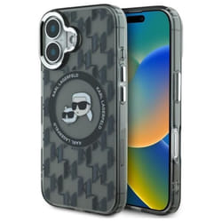 Coque Téléphone - Karl Lagerfeld - iPhone 16 - MagSafe - Monogramme KL - Choupette Noir