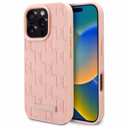 IPhone 16 Pro Case - Karl Lagerfeld Leather MagSafe (KLHMP16LPKHPORPP) - Pink Hot Stamp