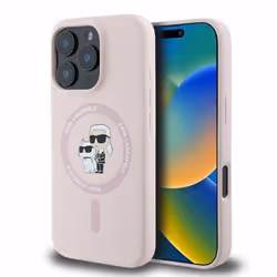 Coque pour iPhone 16 Pro - Karl Lagerfeld - Silicone Ring MagSafe - Rose - Souple - Élégant