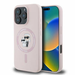 Coque pour iPhone 16 Pro - Karl Lagerfeld - Silicone Ring MagSafe - Rose - Souple - Élégant