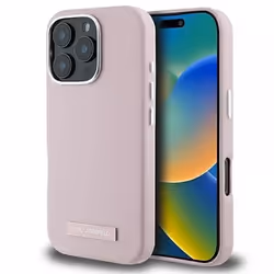 Coque iPhone 16 Pro - Karl Lagerfeld - Rose - Eco-cuir - MagSafe - Protection solide