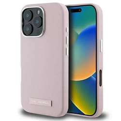 Coque iPhone 16 Pro - Karl Lagerfeld - Rose - Eco-cuir - MagSafe - Protection solide